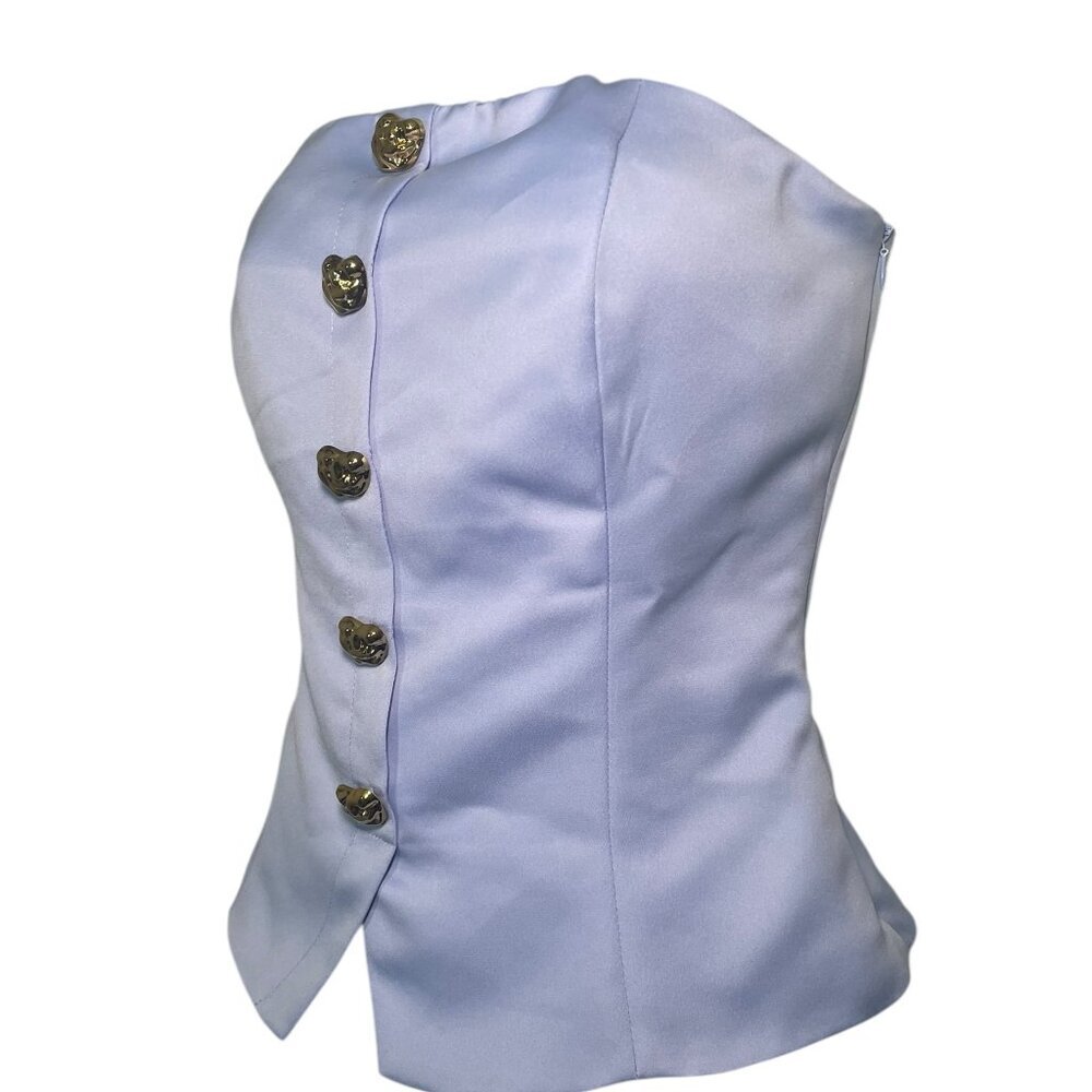 Endless Rose Strapless Lavender Button Front Top … - image 4